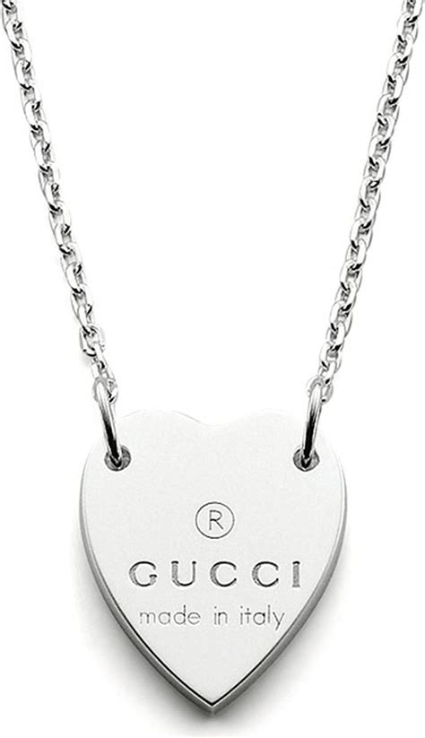 gucci trademark heart pendant necklace in sterling silver|gucci heart necklace silver.